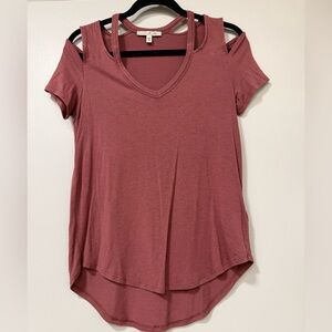 Express One Eleven Women's Mauve Cold Shoulder Top